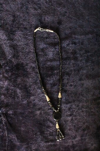 [PK0075-JW-NCK-000575] Necklace black aqeeq