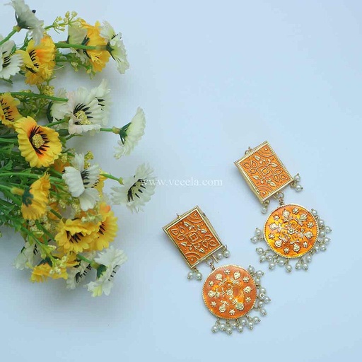 [PK2502-JW-EAR-008423] Earrings Meena Bandi Kundan Jewellery